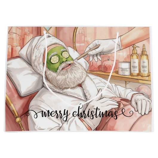 Santa Claus Merry Christmas from Spa in California Große Geschenktüte (Vorderseite)