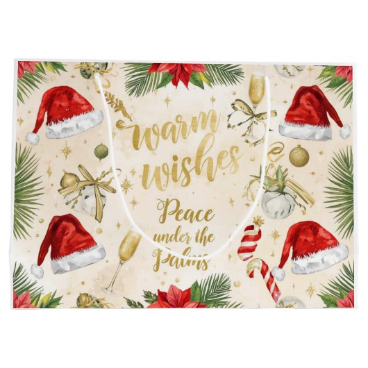 Santa Claus Merry Christmas from Spa in California Große Geschenktüte (Rückseite)