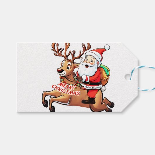 Santa Claus Merry Christmas Geschenkanhänger (Vorderseite (Horizontal))