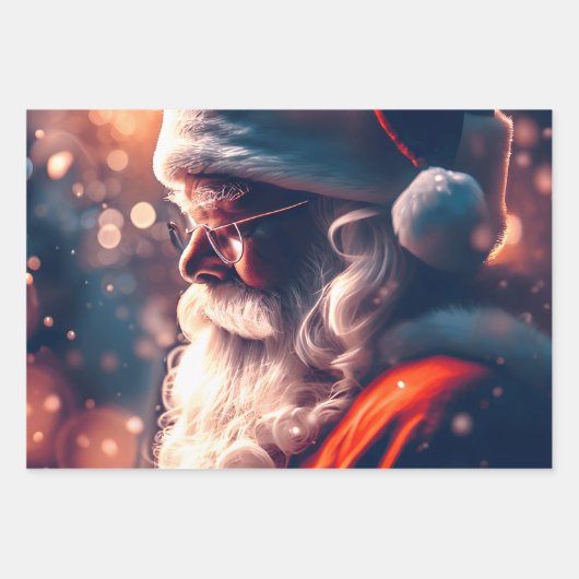 Santa Claus Merry Christmas Geschenkpapier Set (Vorderseite 3)