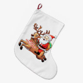 Santa Claus Merry Christmas Großer Weihnachtsstrumpf (Vorderansicht (hängend))