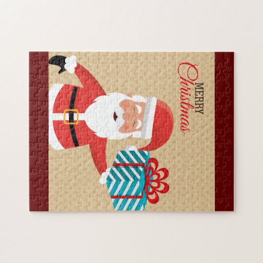 Santa Claus Merry Christmas Gruß Puzzle (Horizontal)