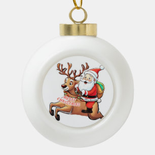 Santa Claus Merry Christmas Keramik Kugel-Ornament