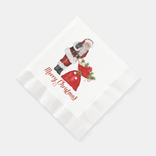 Santa Claus Merry Christmas Paper Napkins Serviette (Ecke)