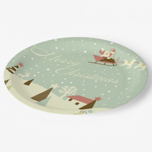 Santa Claus Merry Christmas Paper Plate Pappteller (Schrägansicht)