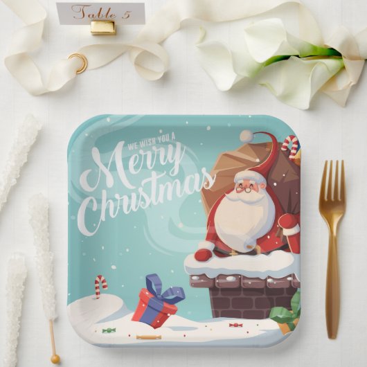 Santa Claus Merry Christmas Paper Plate Pappteller (Hochzeit)