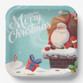 Santa Claus Merry Christmas Paper Plate Pappteller (Vorderseite)
