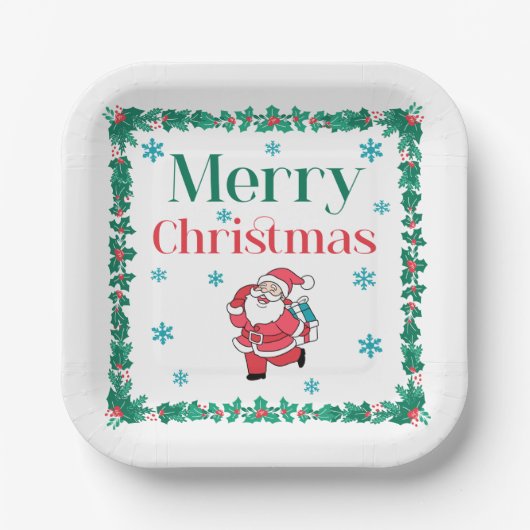 Santa Claus Merry Christmas Pappteller (Vorderseite)