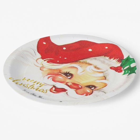Santa Claus Merry Christmas Pappteller (Schrägansicht)
