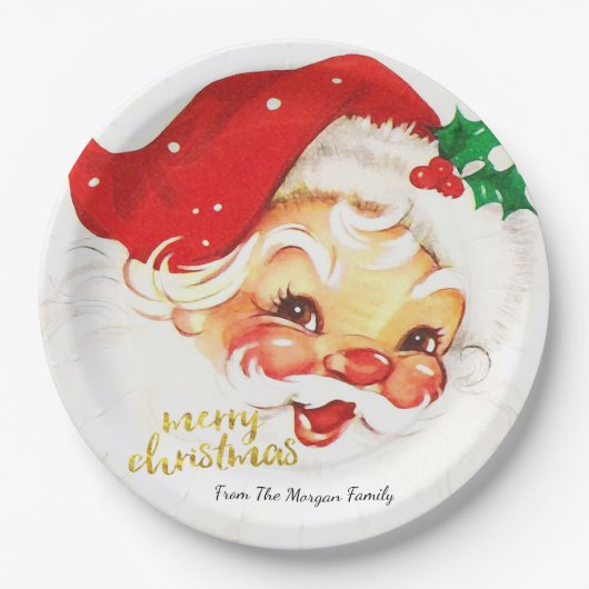 Santa Claus Merry Christmas Pappteller (Vorderseite)