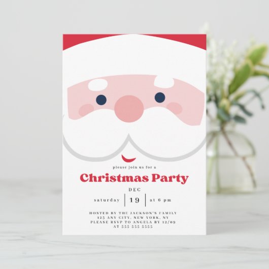 Santa Claus Merry Christmas Party Einladung (Stehend Vorderseite)