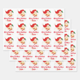 Santa Claus Merry Christmas Personalisiert Geschenkpapier Set