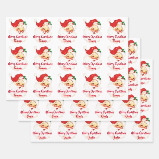 Santa Claus Merry Christmas Personalisiert Geschenkpapier Set (Set)