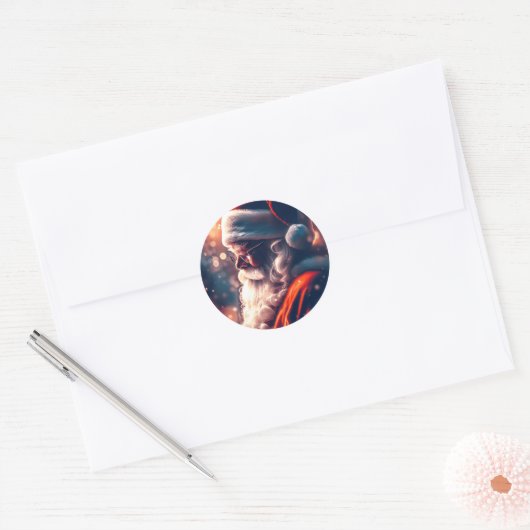 Santa Claus Merry Christmas Runder Aufkleber (Umschlag)