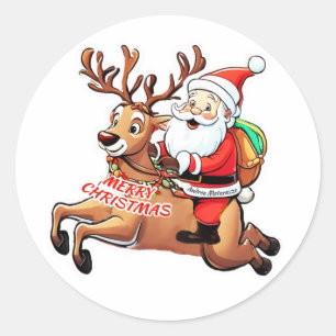 Santa Claus Merry Christmas Runder Aufkleber