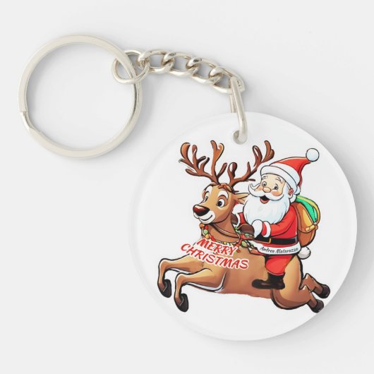 Santa Claus Merry Christmas Schlüsselanhänger (Vorderseite)