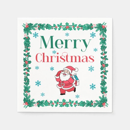 Santa Claus Merry Christmas Serviette (Vorderseite)