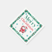 Santa Claus Merry Christmas Serviette (Ecke)