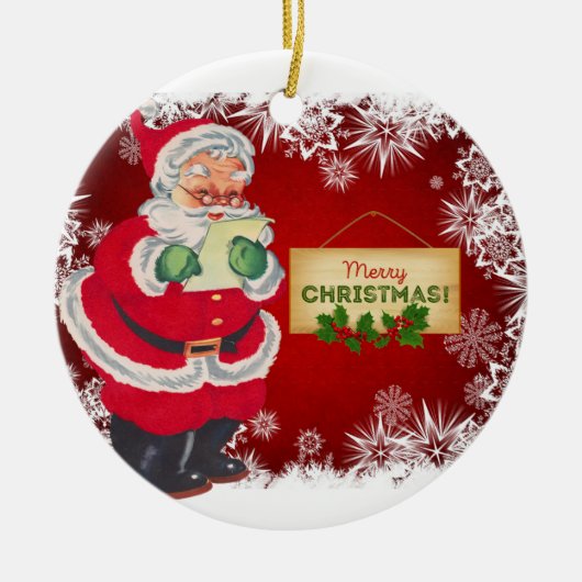 Santa Claus Merry Christmas Tree Keramik Ornament (Vorne)