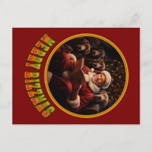 Santa Claus Merry Rizzmas mit Labrador Retriever Postkarte