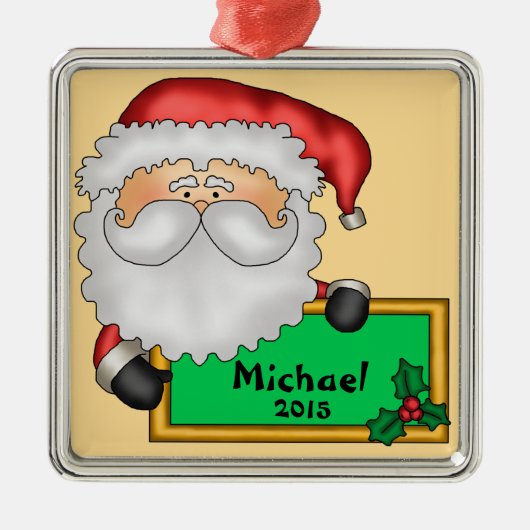 Santa Claus Message Personalisiert Silbernes Ornament (Vorne)