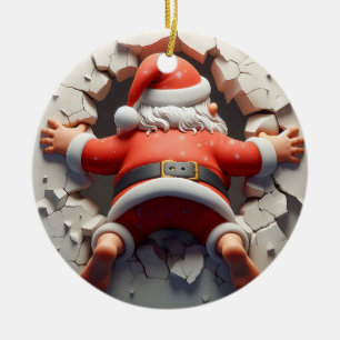 Santa Claus mit Blick auf Santa Cam Keramik Ornament