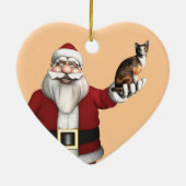 Santa Claus mit Calico Cat Keramik Ornament (Hinten)