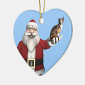 Santa Claus mit Calico Cat Keramik Ornament (Links)