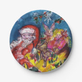 SANTA CLAUS MIT CHRISTMAS GIFT SACK PAPPTELLER (Vorderseite)