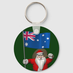 Santa Claus mit der Flagge Australiens Schlüsselanhänger