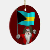 Santa Claus mit der Flagge der Bahamas Keramik Ornament (Rechts)