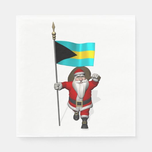 Santa Claus mit der Flagge der Bahamas Serviette (Vorderseite)
