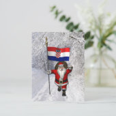 Santa Claus mit der Flagge Kroatiens Postkarte (Stehend Vorderseite)