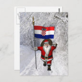 Santa Claus mit der Flagge Kroatiens Postkarte (Vorne/Hinten)