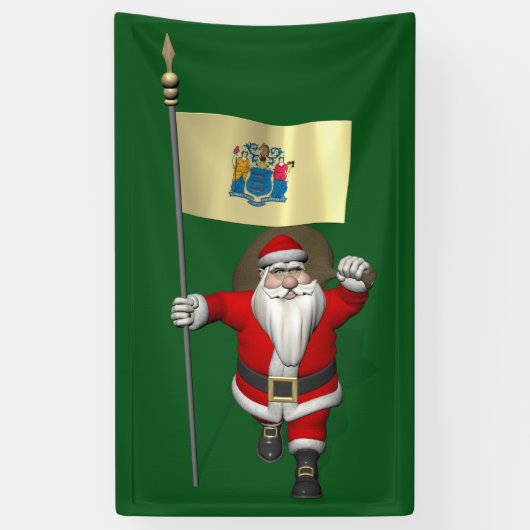 Santa Claus mit der Flagge New Jersey Banner (Vertikal)