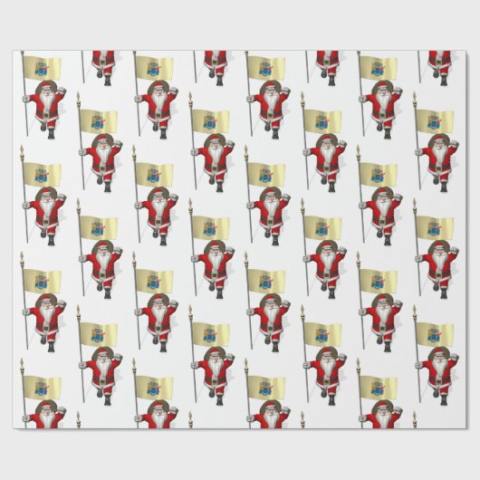 Santa Claus mit der Flagge New Jersey Geschenkpapier (Flach)