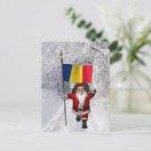 Santa Claus mit der Flagge Rumäniens Postkarte (Stehend Vorderseite)