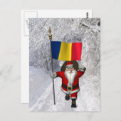 Santa Claus mit der Flagge Rumäniens Postkarte (Vorne/Hinten)