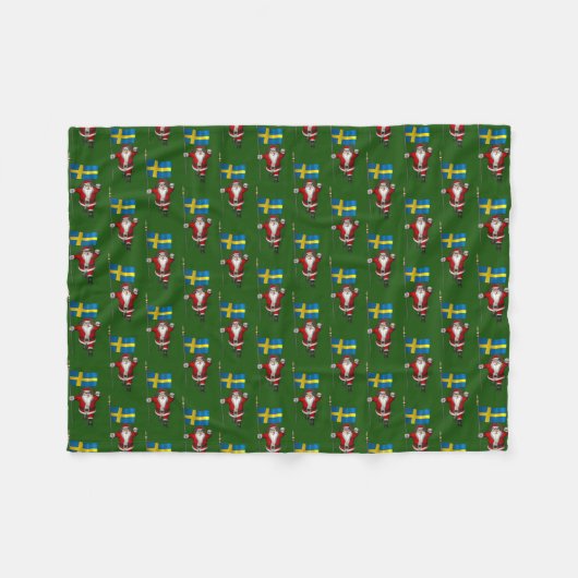 Santa Claus mit der Flagge Schwedens Fleecedecke (Vorderseite (Horizontal))
