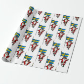 Santa Claus mit der Flagge Schwedens Geschenkpapier (Ungerollt)