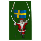 Santa Claus mit der Flagge Schwedens Kleine Geschenktüte (Rückseite)