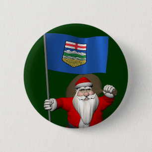 Santa Claus mit der Flagge von Alberta CDN Button