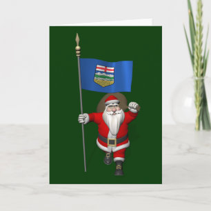 Santa Claus mit der Flagge von Alberta CDN Feiertagskarte