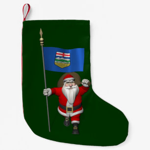 Santa Claus mit der Flagge von Alberta CDN Kleiner Weihnachtsstrumpf