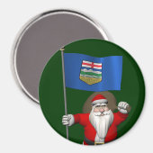 Santa Claus mit der Flagge von Alberta CDN Magnet (Vorderseite/Rückseite)