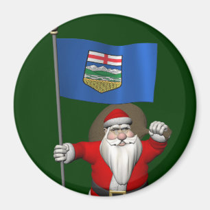 Santa Claus mit der Flagge von Alberta CDN Magnet