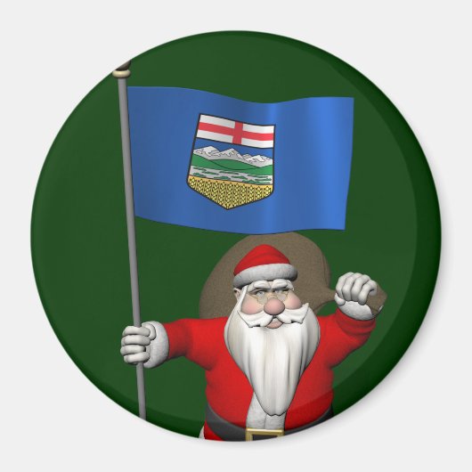 Santa Claus mit der Flagge von Alberta CDN Magnet (Vorne)