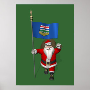 Santa Claus mit der Flagge von Alberta CDN Poster