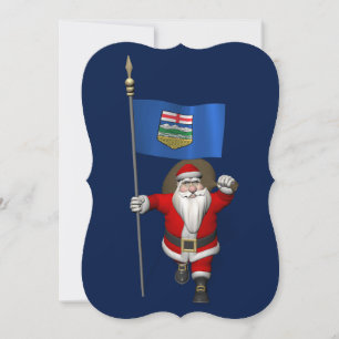 Santa Claus mit der Flagge von Alberta Feiertagskarte