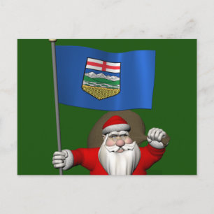 Santa Claus mit der Flagge von Alberta Feiertagspostkarte